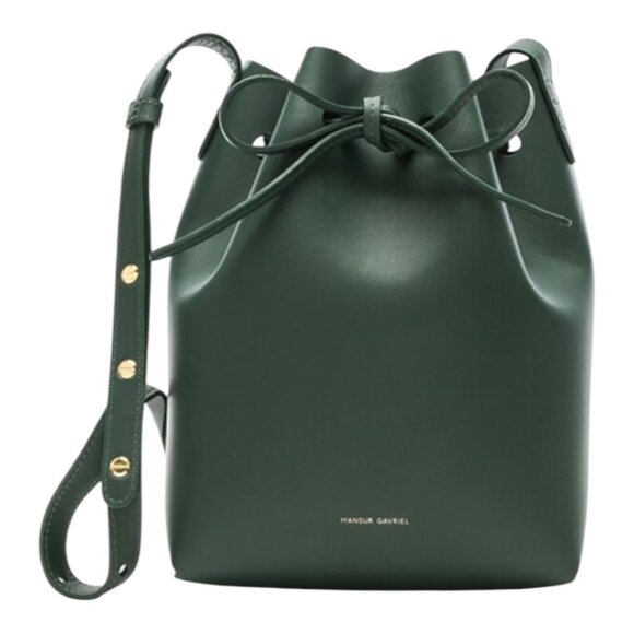 Mansur Gavriel Mini Bucket Shoulder Crossbody Bag Moss Green Gold Hardware NEW - Picture 1 of 11
